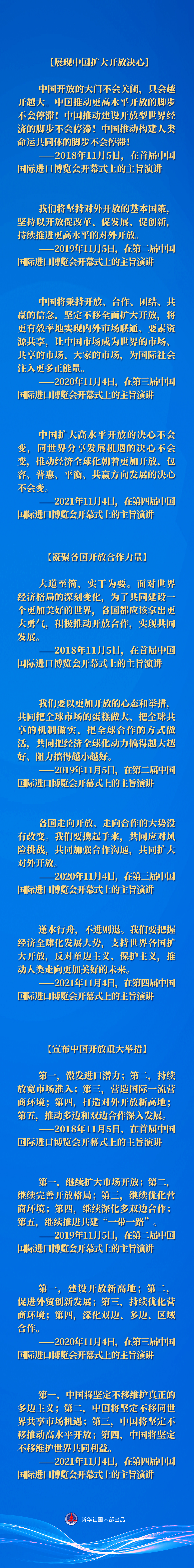 長圖｜歷屆進(jìn)博會上，習(xí)近平主席這樣論開放