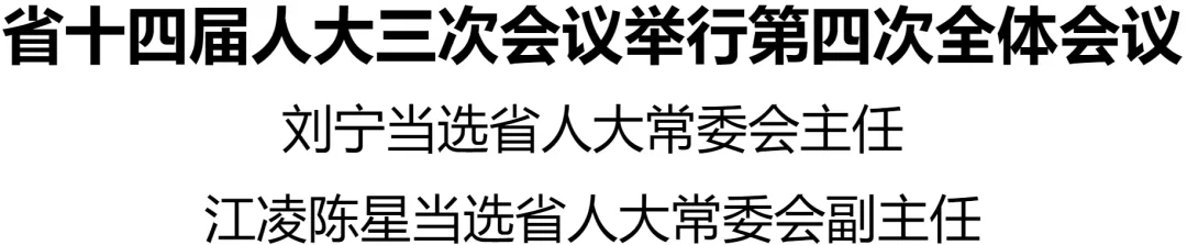 劉寧當選省人大常委會主任 江凌陳星當選省人大常委會副主任